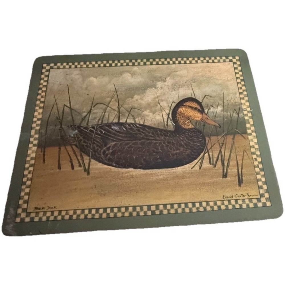 Vintage Pimpernel Cork Back Placemat Black Duck David Carter Brown Cabin Rustic
